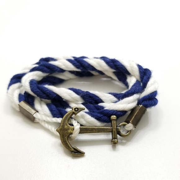 Jewelry - Nautical Anchor Navy and White Rope Bracelet